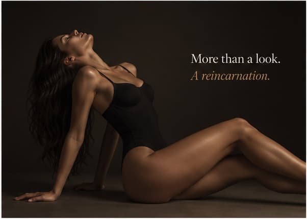 REENCARNA sculpting bodysuit editorial campaign, reclined movement